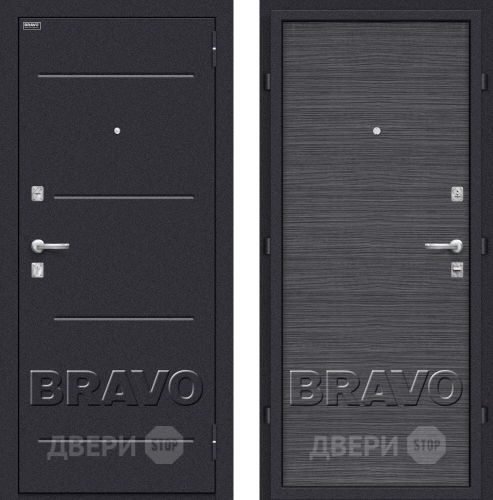 Входная металлическая Дверь Bravo Оптим Кобра Black Wood в Старой Купавне