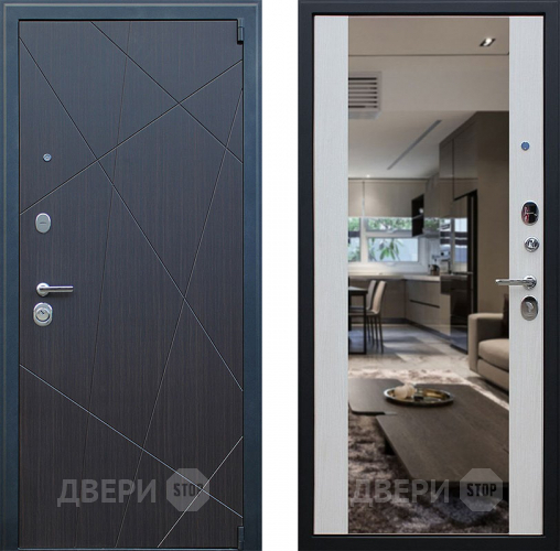 Входная металлическая Дверь АСД Вектор с зеркалом Лиственница белая в Старой Купавне