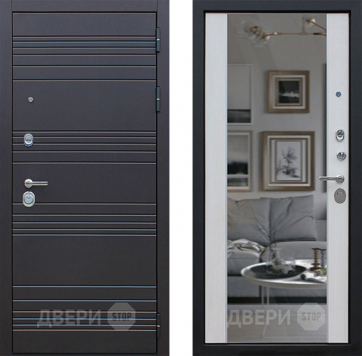 Входная металлическая Дверь АСД Дуэт с зеркалом Лиственница белая в Старой Купавне