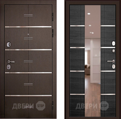 Входная металлическая Дверь (Дверной Континент) Савона с зеркалом Венге в Старой Купавне