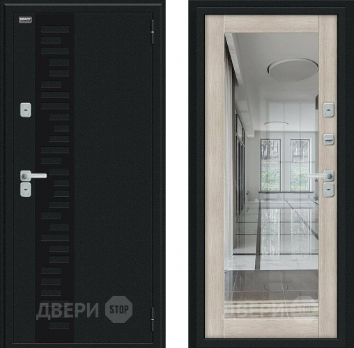 Дверь Bravo Thermo Флэш Декор Букле черное/Cappuccino Veralinga в Старой Купавне