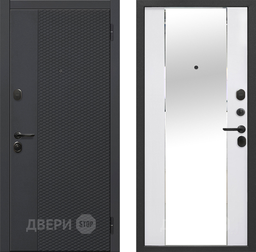 Входная металлическая Дверь Флорида Зеркало Фацет Эммалит Белый в Старой Купавне