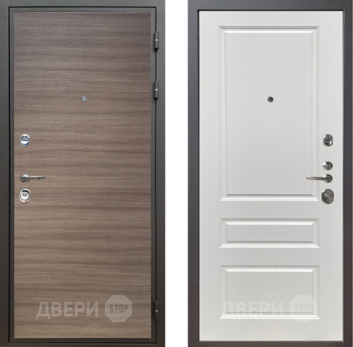 Входная металлическая Дверь Шелтер (SHELTER) Комфорт Дуб тоскано поперечный 1 Белый ясень в Старой Купавне