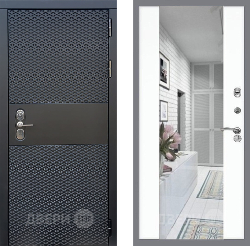 Входная металлическая Дверь Стоп БЛЭК CISA Зеркало СБ-16 Силк Сноу в Старой Купавне