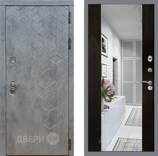 Входная металлическая Дверь Стоп БЕТОН Зеркало СБ-16 Венге в Старой Купавне