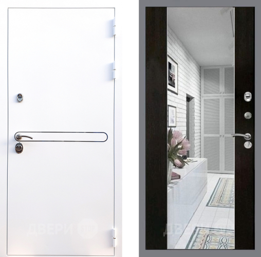 Входная металлическая Дверь Стоп Лайн Вайт Зеркало СБ-16 Венге в Старой Купавне