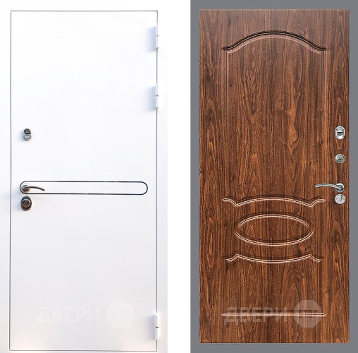 Входная металлическая Дверь Стоп Лайн Вайт ФЛ-128 орех тисненый в Старой Купавне