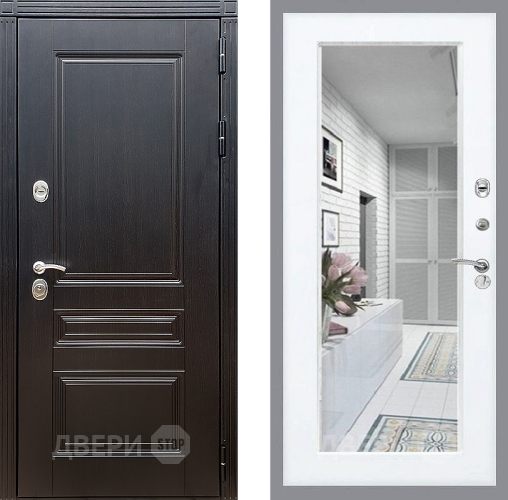 Входная металлическая Дверь Стоп МЕГАПОЛИС Зеркало Силк Сноу в Старой Купавне