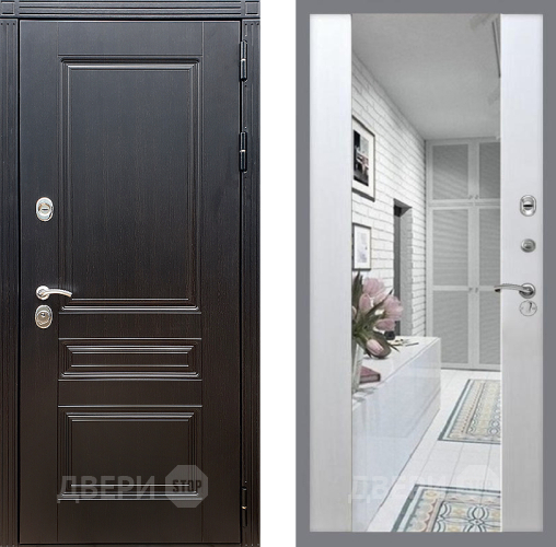 Входная металлическая Дверь Стоп МЕГАПОЛИС Зеркало СБ-16 Лиственница беж в Старой Купавне