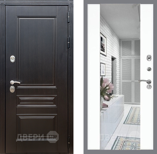 Входная металлическая Дверь Стоп МЕГАПОЛИС Зеркало СБ-16 Силк Сноу в Старой Купавне