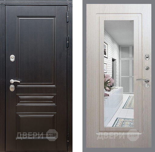 Входная металлическая Дверь Стоп МЕГАПОЛИС Зеркало ФЛ-120 Беленый дуб в Старой Купавне