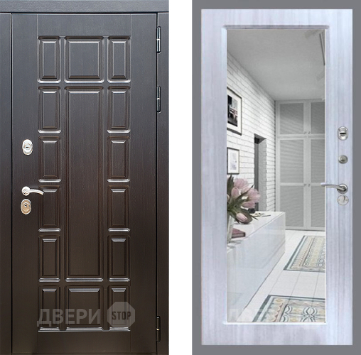 Входная металлическая Дверь Стоп НЬЮ ЙОРК Зеркало Сандал белый в Старой Купавне