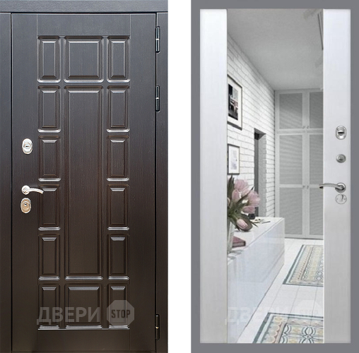 Входная металлическая Дверь Стоп НЬЮ ЙОРК Зеркало СБ-16 Лиственница беж в Старой Купавне