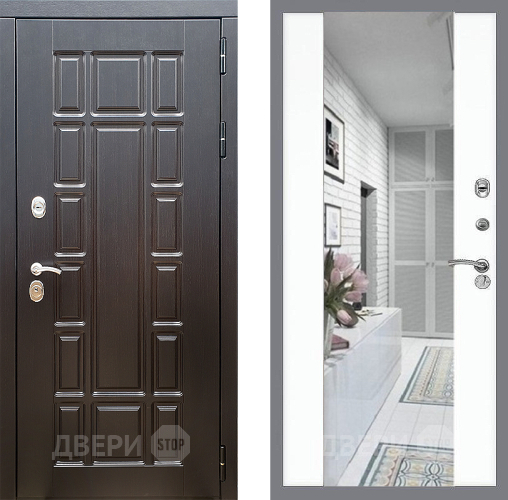 Входная металлическая Дверь Стоп НЬЮ ЙОРК Зеркало СБ-16 Силк Сноу в Старой Купавне