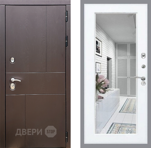 Входная металлическая Дверь Стоп УРБАН Зеркало Силк Сноу в Старой Купавне