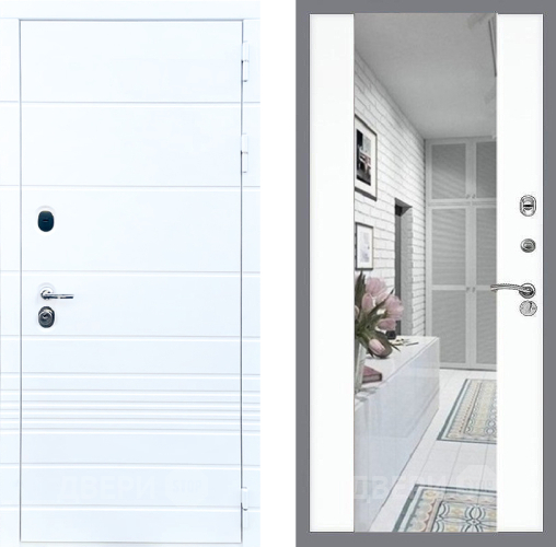 Входная металлическая Дверь Стоп ТРЕНДО Зеркало СБ-16 Силк Сноу в Старой Купавне