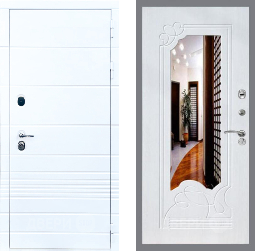 Входная металлическая Дверь Стоп ТРЕНДО ЗкркалоФЛ-147 Ясень белый в Старой Купавне