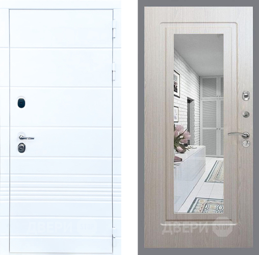 Входная металлическая Дверь Стоп ТРЕНДО Зеркало ФЛ-120 Беленый дуб в Старой Купавне