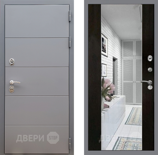 Входная металлическая Дверь Стоп АРТ ГРАФИТ Зеркало СБ-16 Венге в Старой Купавне