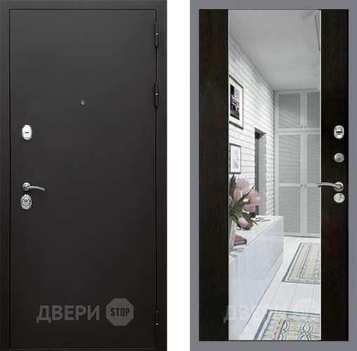 Входная металлическая Дверь Стоп КЛАССИК Шагрень Зеркало СБ-16 Венге в Старой Купавне