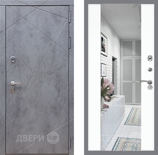 Входная металлическая Дверь Стоп Лучи Зеркало СБ-16 Силк Сноу в Старой Купавне