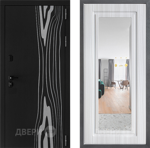 Входная металлическая Дверь Дверной континент ДК-12 ФЛЗ Зеркало Сандал белый в Старой Купавне