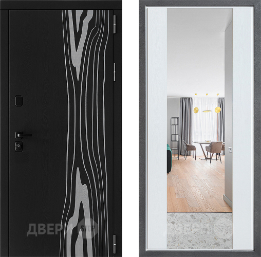 Входная металлическая Дверь Дверной континент ДК-12 ФЛЗ-1 Зеркало Белое дерево в Старой Купавне