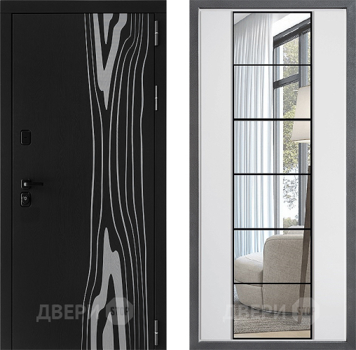 Входная металлическая Дверь Дверной континент ДК-12 ФЛЗ-2 Зеркало Белый софт в Старой Купавне