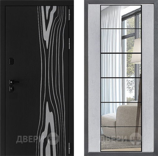 Входная металлическая Дверь Дверной континент ДК-12 ФЛЗ-2 Зеркало Бетон светлый в Старой Купавне