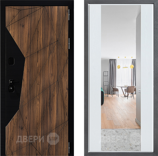 Дверь Дверной континент ДК-11 ФЛЗ-1 Зеркало Белое дерево в Старой Купавне