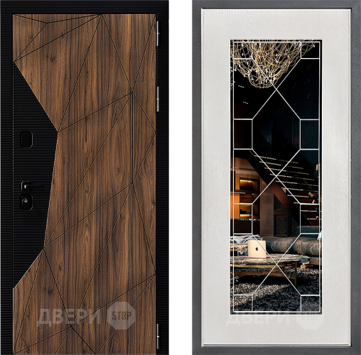 Входная металлическая Дверь Дверной континент ДК-11 ФЛ-Тиффани Зеркало Белое дерево в Старой Купавне