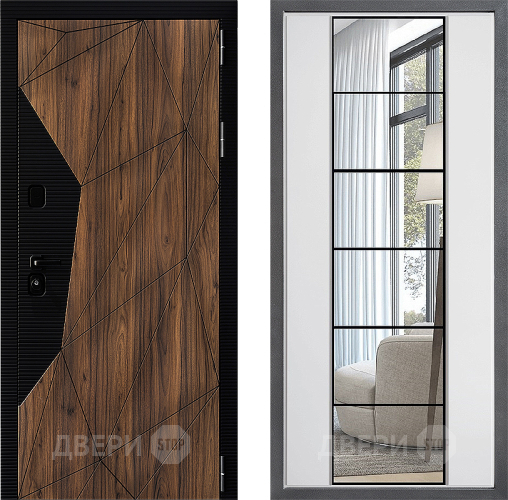 Входная металлическая Дверь Дверной континент ДК-11 ФЛЗ-2 Зеркало Белый софт в Старой Купавне