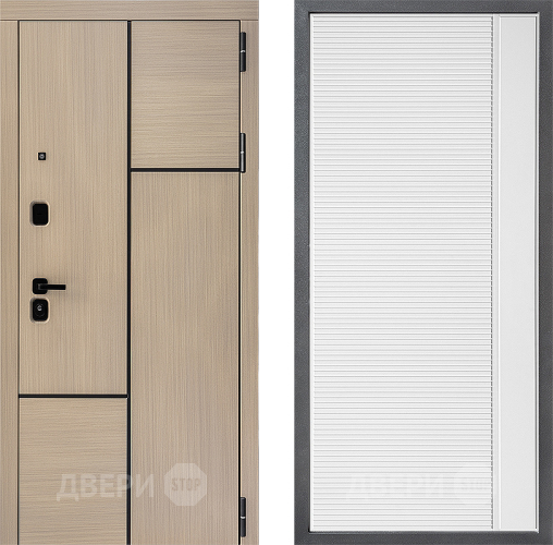 Входная металлическая Дверь Дверной континент ДК-14 ФЛ-757 Белое Стекло Софт милк в Старой Купавне