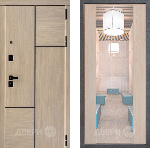 Входная металлическая Дверь Дверной континент ДК-14 ФЛЗ-1 Зеркало Капучино в Старой Купавне