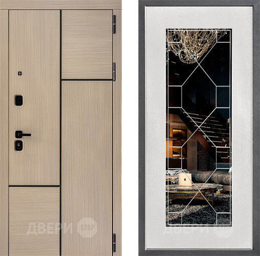 Входная металлическая Дверь Дверной континент ДК-14 ФЛ-Тиффани Зеркало Белое дерево в Старой Купавне