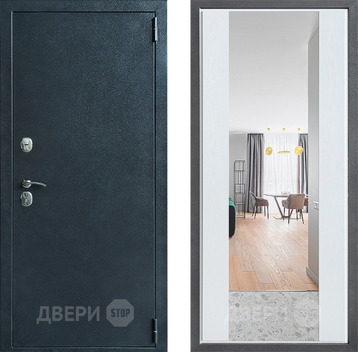 Дверь Дверной континент ДК-70 Дизайн ФЛЗ-1 Зеркало Белое дерево в Старой Купавне