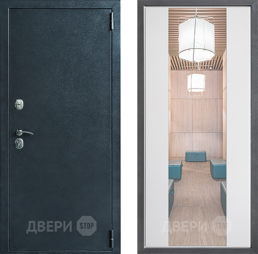 Входная металлическая Дверь Дверной континент ДК-70 Дизайн ФЛЗ-1 Зеркало Белый софт в Старой Купавне