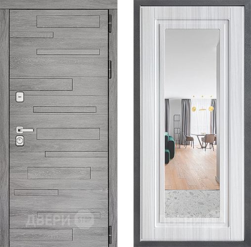 Входная металлическая Дверь Дверной континент ДК-10 ФЛЗ Зеркало Сандал белый в Старой Купавне