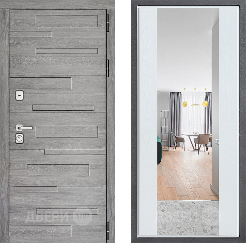 Входная металлическая Дверь Дверной континент ДК-10 ФЛЗ-1 Зеркало Белое дерево в Старой Купавне