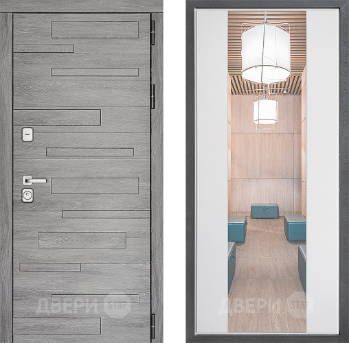 Входная металлическая Дверь Дверной континент ДК-10 ФЛЗ-1 Зеркало Белый софт в Старой Купавне