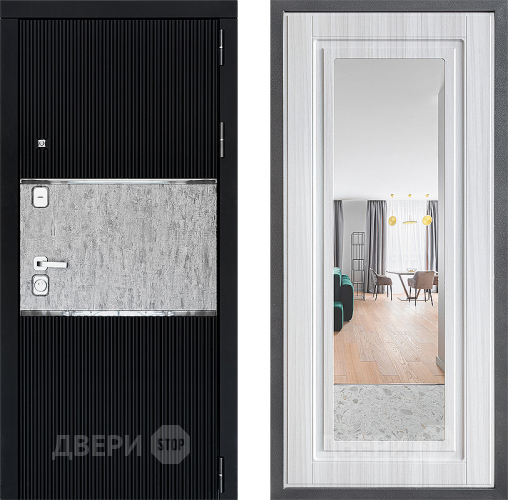 Входная металлическая Дверь Дверной континент ДК-13 ФЛЗ Зеркало Сандал белый в Старой Купавне