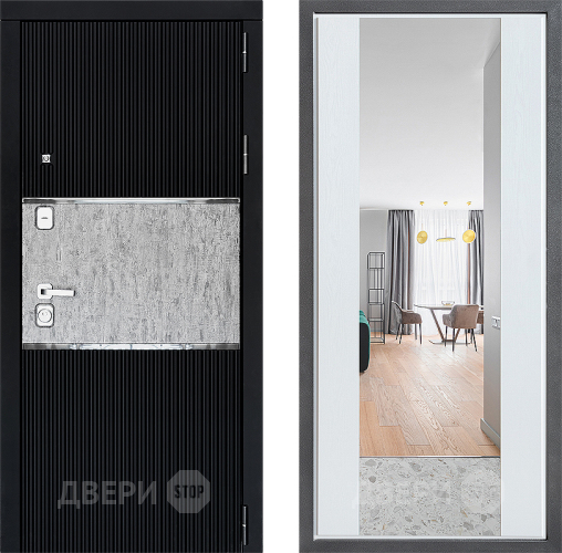 Входная металлическая Дверь Дверной континент ДК-13 ФЛЗ-1 Зеркало Белое дерево в Старой Купавне