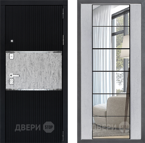 Входная металлическая Дверь Дверной континент ДК-13 ФЛЗ-2 Зеркало Бетон светлый в Старой Купавне