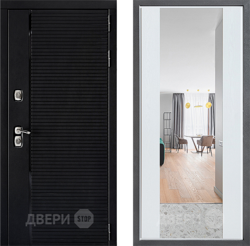 Входная металлическая Дверь Дверной континент ДК-1 ФЛЗ-1 Зеркало Белое дерево в Старой Купавне