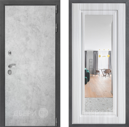 Входная металлическая Дверь Дверной континент ДК-3/743 ФЛЗ Зеркало Сандал белый в Старой Купавне