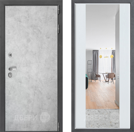 Входная металлическая Дверь Дверной континент ДК-3/743 ФЛЗ-1 Зеркало Белое дерево в Старой Купавне