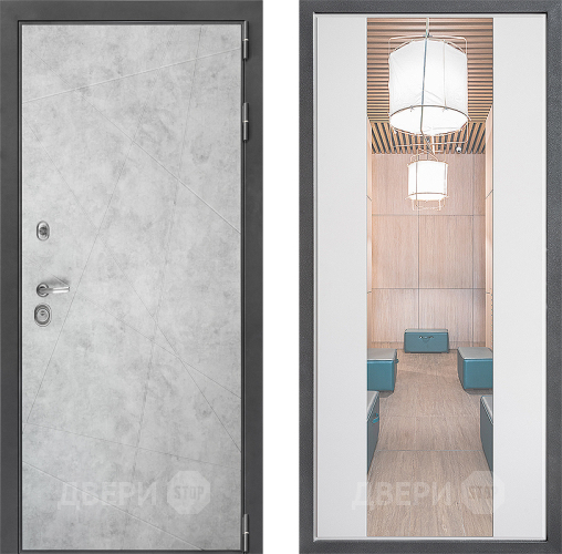 Входная металлическая Дверь Дверной континент ДК-3/743 ФЛЗ-1 Зеркало Белый софт в Старой Купавне