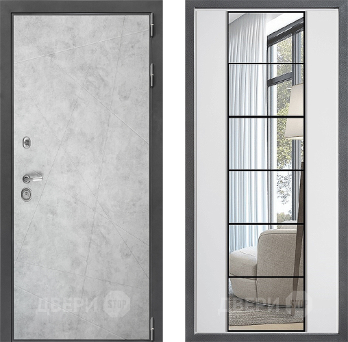 Входная металлическая Дверь Дверной континент ДК-3/743 ФЛЗ-2 Зеркало Белый софт в Старой Купавне