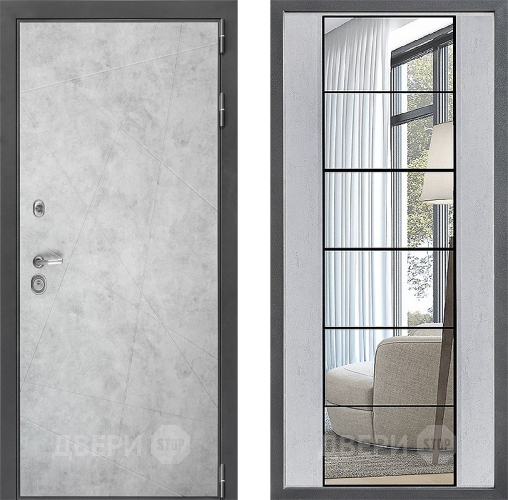 Входная металлическая Дверь Дверной континент ДК-3/743 ФЛЗ-2 Зеркало Бетон светлый в Старой Купавне