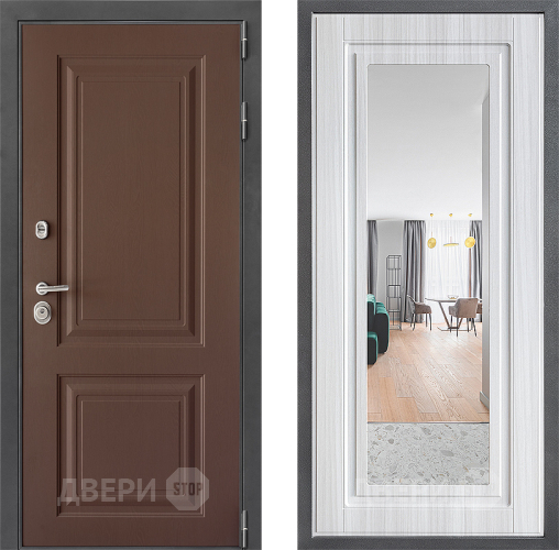 Входная металлическая Дверь Дверной континент ДК-3/729 ФЛЗ Зеркало Сандал белый в Старой Купавне